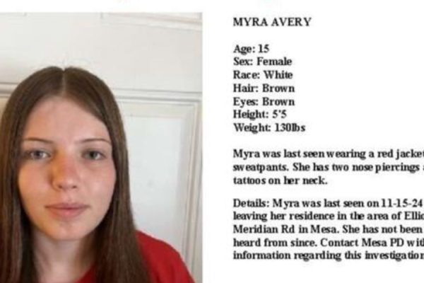 15-Year-Old Myra Avery Reported Missing in Mesa Public’s Help Needed