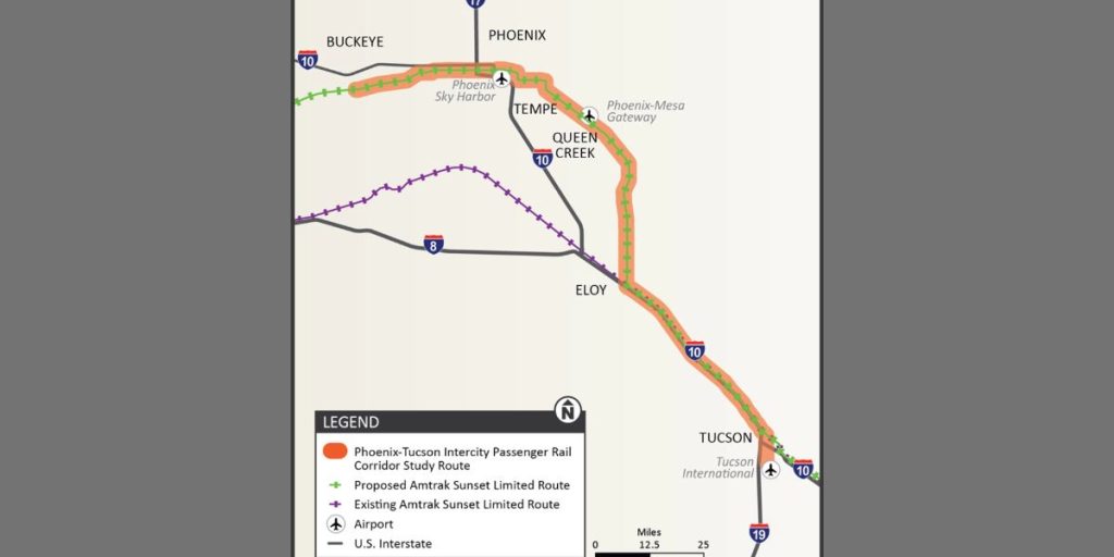 Arizona Considering 160-Mile High-Speed Rail Connecting Tucson and Buckeye; Team Set Up to Study Viability