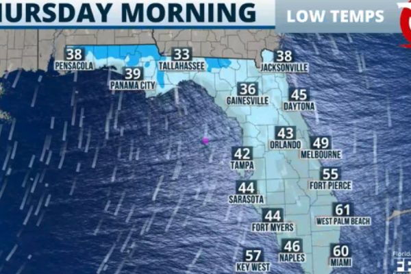 Cold Front Hits Florida Frost in the North, Cooler Temps in the Center, Drought Lingers in the South FloridaI