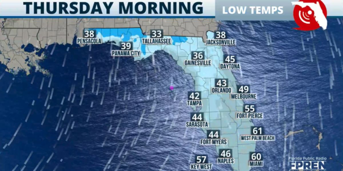 Cold Front Hits Florida Frost in the North, Cooler Temps in the Center, Drought Lingers in the South FloridaI