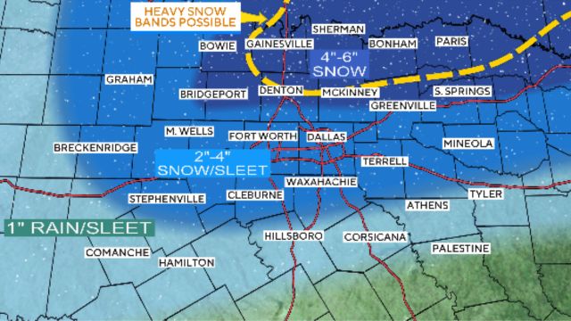 Snowfall Forecast: Map Predicts Snow Chances for Dallas, Fort Worth, and North Texas